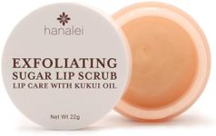 Hanalei Vegan and Cruelty-Free Sugar Lip Scrub Exfoliator - Hawaiian Cane Sugar, Kukui Oil, Shea Butter - Exfoliate, Smooth, Rejuvenate Lips - Made in USA - Lip Care (22 g)