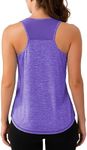 Aeuui Womens Workout Tops Sleeveless Racerback Tank Tops Mesh Yoga Athletic Running Shirts Gym Clothes for Women, Royal Light, Medium