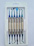 NSI Dental composite filling instrument kit blue handle set of 6 instruments