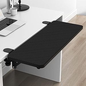 Siiboat Computer Desk Extender 29.5" x 9.45" Table Arm Elbow Support Collapsible Keyboard Tray for Square Tabletop - Carbon Fiber