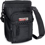 Water Bottle Carrier by Wild Wolf Outfitters | Holder with Adjustable Strap and 2 Pockets for Hands-Free Walking and Hiking | Black, 3.8 L