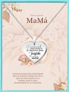 Cotigo Collar con Mensaje Grabado, Ideas de Regalo Mujer, Novia, Amiga, Mama, Abuela, Hermana y Hija, para Cumpleaños, Aniversario, Navidad o Dia de la Madre (Collar Madre, Regalo Mamá 2, Plateado)