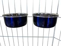 Ellie-Bo Pair of Dog Bowls For Crates, Cages or Pens and 3 Sizes (0.6Ltr Small, Blue)