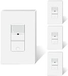 TOPELER 4 Pack Occupancy Sensor Light Switch, Neutral Wire Required, Motion Activated Wall Switch, Single Pole for CFL/LED/Incandescent Bulb, Wall Plate Included, White, UL Listed FCC Approval