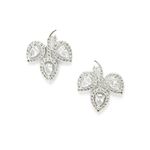 Zeneme Leaf Shaped Rhodium Plated American Diamond Stud Earring For Women And Girls (White)