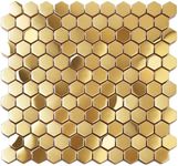 Blujellyfish Hexagon Gold Backsplash Tiles Metal Mosaic Tile Stainless Steel Brushed Mirror Tiles Kitchen Bathroom Backsplash Shower Floor Wall Accent Tiles (5 Square Feet)