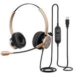 MAIRDI PC Headset with Microphone Noise Canceling for Teams Zoom, USB Headset with Mic for Laptop Remote Work Office Call Center Softphone Telephone, Dictation Headset for Dragon Naturelly Speaking