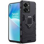 TheGiftKart Tough Armor Bumper Back Case Cover for OnePlus Nord 2T 5G | Ring Holder & Kickstand in-Built | 360 Degree Protection Back Case Cover for OnePlus Nord 2T 5G (PC, Polymer | Black)