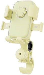 Sleek Bike Phone Mount for Women, Universal 4.7-7.2 Inch Anti Shake Phone Holder, 360 Adjustable Handlebar Mount with Secure Claw & Helmet Hook, Fit Bicycle Treadmill Scooter Motorcycle (Yellow)