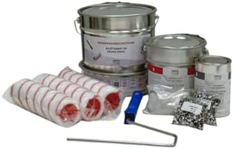 Baumax Außen 2K Epoxidharz Set für Balkon & Terrasse 12 m² mit PU Versiegelung | RAL 7038 – Achatgrau, 7 KG | Bodenbeschichtung für Beton | Rutschfest, UV-beständig, Low VOC | SwissTech