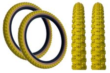 PAIR Baldy's 20 x 2.125 YELLOW With TAN WALL Kids BMX/Mountain Bike Tyres