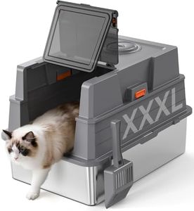 XXXL Stainless Steel Litter Box with Lid,28" L x 20.5" W x 16.5" H Extra Large Cat Litter Box Enclosure for Large and Multi-Cats Families,Non-Sticky, Anti-Leakage, Easy to Clean(Gray)