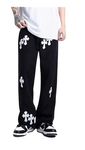 STYLEVERSE Men's Cotton Aesthetic Drip Cross Baggy Track Pant Trendy and Comfortable (Black) - Size: Large