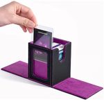 ZLCA MTG Deck Box with Commander Window Display, Trading Card Storage Box Holds 100 Double-Sleeved Cards Suitable for TCG/CCG/PTCG/EDH/Magic/Sport Cards(Black&Purple)