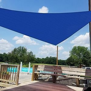 Windscreen4less 12' x 12' x 12' Sun Shade Sail Triangle Outdoor Canopy Cover UV Block for Backyard Porch Pergola Deck Garden Patio (Blue)