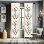 Ambesonne Vintage Window Curtains, Nostalgic and Botanical Concept Leaf Design with Antique Looking Motifs, Lightweight Decor 2-Panel Set with Rod Pocket, Pair of - 28" x 84", Ecru Pale Brown Green