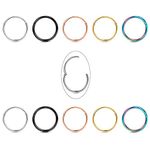 Thunaraz 10Pcs 18G Stainless Steel Hinged Clicker Segment Nose Rings Hoop Helix Cartilage Daith Tragus Sleeper Earrings 8-12MM Improved 8MM