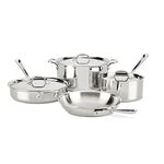 All-Clad D3 7-Piece Stainless Steel Dishwasher Safe Induction Compatible Cookware Set, Tri-Ply Bonded, Silver