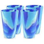 Silipint: Silicone Pint Glasses: 4 Pack Arctic Sky - 16oz Unbreakable Cups, Flexible, Sustainable, Hot/Cold, Non-Slip Easy Grip