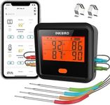 INKBIRD Bluetooth Meat Thermometer with 4 Probes,Wireless Cooking Thermometer with Stepless Dimming LCD Screen, 29 Preset Menus,Temperature Graph, Alarm,Timer for BBQ,Grilling,Smoker,Oven, Kitchen