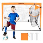 GoDyna Football Goal with Target Pop Up Soccer Net 6 x 4 ft Portable Outdoor Football Training Equipment for Kids Kicking Accuracy Home Garden Use Orange