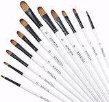 12 pcs Filbert Paint Brushes Set, Artist Brush for Acrylic Oil Watercolor Gouache Artist Professional Painting Kits with Synthetic Nylon Tips,Adults&Kids Gift