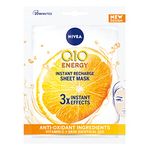 NIVEA Q10 + C Power Anti-Wrinkle + Energy Sheet Mask (1 Piece), Anti Ageing Moisturiser Mask with Vitamin C, Face Mask with Coenzyme Q10, Anti Wrinkle Cream Mask