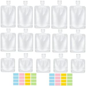 SEQUHITKU 17 Pack Travel Pouches for Toiletries,TSA Approved,Travel Size Portable Containers,Stand Up Pouch,Refillable Travel Accessories for Shampoo Conditioner Lotion Soap Liquids (B-17pcs)