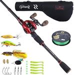 Sougayilang Baitcaster Combo Telescopic Fishing Rod and Reel Combo, Ultra Light Baitcasting Fishing Reel for Travel Saltwater Freshwater with Lures-7ft & Right Handle Reel with Bag