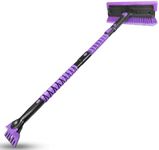 HEEYA 51 Inch Truck Ice Scraper and Snow Brush Long Handle, Extendable Snow Broom for Car, Windshield Ice Scraper for SUV Automobile Vehicle Window - Purple