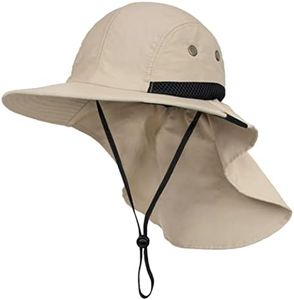 SUN CUBE Sun Hat for Men, Wide Brim Fishing Hat Neck Flap Cover Men Women, Hiking Safari, UV Sun Protection Summer Gardening Beach Camping UPF 50+, Tan