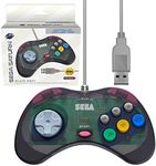 Retro-Bit Official Sega Saturn USB Controller Pad (Model 2) for Sega Genesis Mini, PS3, PC, Mac, Steam, Switch - USB Port (Slate Gray)