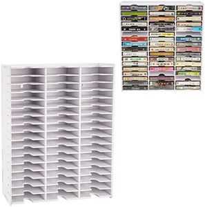 Sanfurney 51-Slot Cassette Tape Storage, Desktop Rack Audio Tape Organizer, Wall-Mounted Cassette Holder