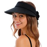 Simplicity Women's SPF 50+ UV Protection Wide Brim Beach Sun Visor Hat,Black