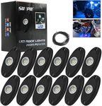 SUNPIE 12 Pods Blue LED Rock Lights Kits for Off Road Truck Car ATV SUV Motorcycle Under Body Glow Light Lamp Trail Fender Lighting, 52.5Ft Extension Wires Provided(Blue)