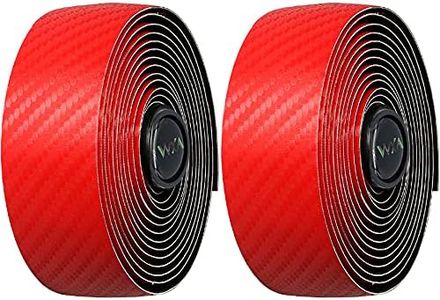 VXM Bicycle Handlebar Tape, Carbon Fiber PU&EVA Road Bike Bar Tape Non-Slip Cycling Handle Wraps for Mountain Bike 2 Rolls per Set (Red)