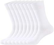 WANDER Men's Solid Dress Socks Cotton Men 8 Pairs Trouser Thin Classic Socks (Shoe Size:9-12, 8 Pairs White)