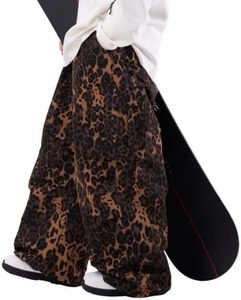 SNOWVERB Loose Fit Snowboard Leopard Ski Snow Baggy Pants for Men and Women | Baggy & Relaxed Comfort, Leopard Stylish Design, 15K Waterproof & Windproof Protection, Warm Breathable & Lightweight Comfort
