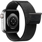 Yoohoo Nylon Straps Compatible with Apple Watch Straps 42mm 44mm 45mm 49mm Women Men,Upgraded Soft Nylon Strap Replacement Watch Bands for iWatch Series 9 8 7 6 5 4 3 2 1 SE Ultra Ultra2/Deep Black