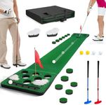 KEMLDIVS Golf Putting Game Set, Detachable Golf Putting Green Mat with 4 Balls, 2 Cups & Flags, 1 Portable Bag for Indoor & Outdoor Party Game Use