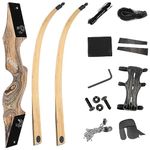 Archery 60" Black Hunter Wooden Recurve Bow - Right Handed, 20-60lbs for American Hunting & Shooting Practice (40 Lbs, Burlywood)