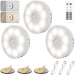 Electight 16 LEDs Under Cabinet Lights [with Remote], 3 Pack Rechargeable Motion Sensor Light Puck Light, 3 Color Temps Dimmable 3000-6000K, Wireless Closet Lights for Cabinet, Kitchen, Hallway, Stair