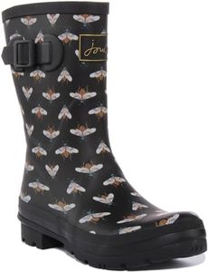 Joules womens Rain Boots Rain Boot, Black Bee, 6