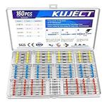 Kuject 160PCS Solder Seal Wire Connector Kit, Solderless & Crimpless Heat Shrink Butt Terminal Waterproof Insulated Electrical Butt Splice for Automotive Marine Boat Wire Joint