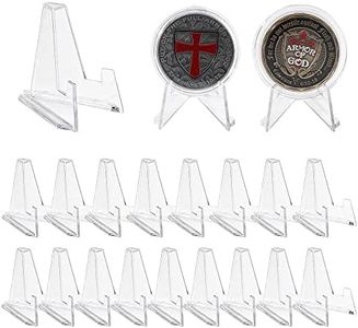 Clear Coin Display Stand - Plastic Mini easel holder - Acrylic Stands for display Air-Tite Coins | Card | Pocket Watches | Capsules | Challenge Medals | Casino Chips - 2.25 Inch Tall (20 Pieces)