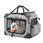 Feandrea Dog Crate, Collapsible Pet Carrier, M, Portable Soft Dog Crate, Oxford Fabric, Mesh, Metal Frame, with Handle, Storage Pockets, 24 x 16.5 x 16.5 Inches, Smoke Gray UPDC060G02