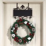 Rustic Wreath Holder-DIY Wreath Hangers with Chalkboard, Multifunction Hanging Chalkboard Sign, Metal Wreath Hooks for Front Door, Over The Door Hooks for Home Decor, Christmas Sign, Home Decor Sign