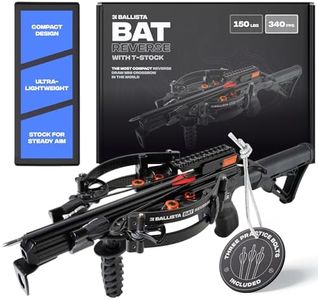 BALLISTA BAT Reverse T-Buttstock Draw Compound Crossbow for Hunting, Fishing and Target - Fast 340 fps, Powerful 150 lbs, Lightweight 4 lbs