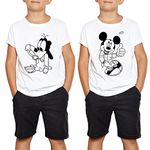 DreamBag Limit Fashion Store- Combo of Baby Goofy & Mickey Mouse Cartoon Printed T-Shirt for Kids (Boys & Girls) (2 Year) White