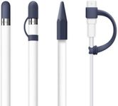 siduater [4-Pack] Silicone Protective Accessories for Apple Pencil 1st Generation, Includes 1 Apple Pencil Cap Replacements, Apple Pencil Cap Holder, Pencil Tip Cover, Adapter Tether - Midnight Blue